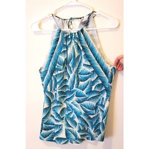 [Loft] Silk Palm Leaf Print Summer Blouse …